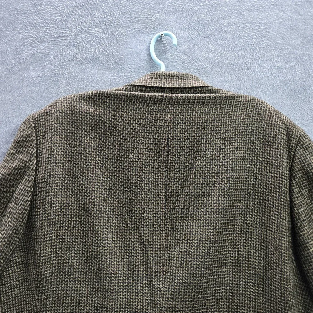 VINTAGE Lauren Ralph‎ Men Blazer 46L Brown Wool Houndstooth 2 Button 90s